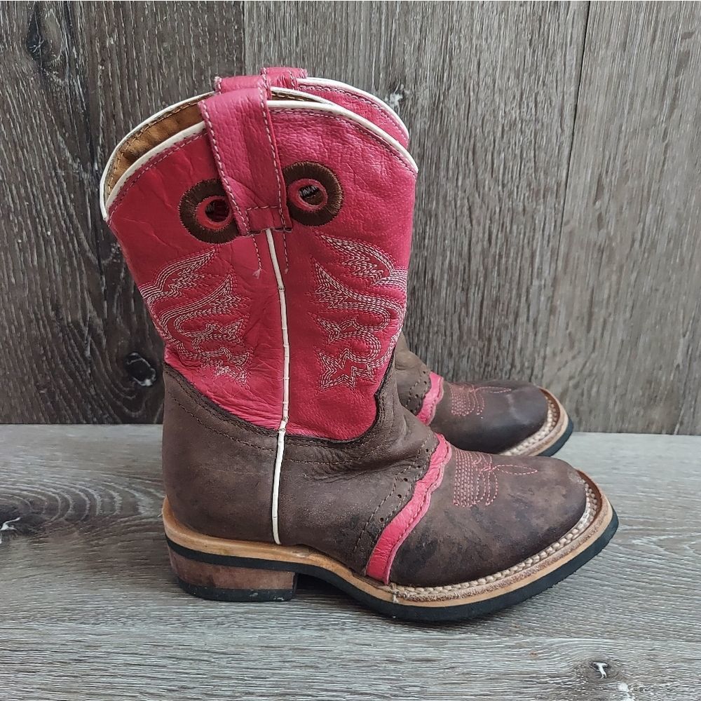 El General Toodler Girl Pink Brown Western Boots 10.5